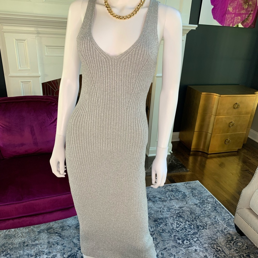 ❤️❤️SOLD ❤️❤️. Silver Metallic Sweater Tank Dress